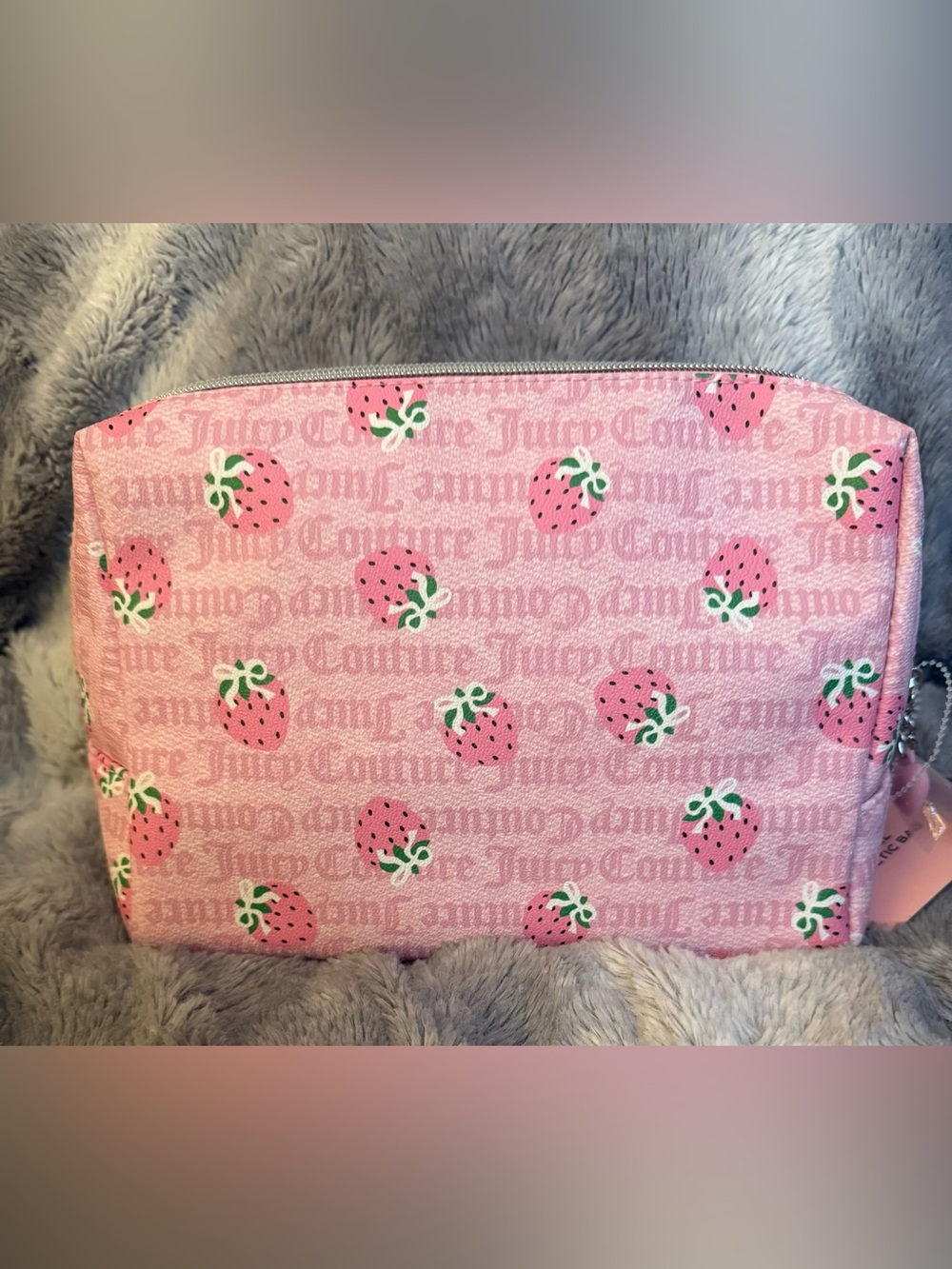 Juicy Couture Pink Strawberry Print Cosmetic Pouch NWT - Picture 3 of 12
